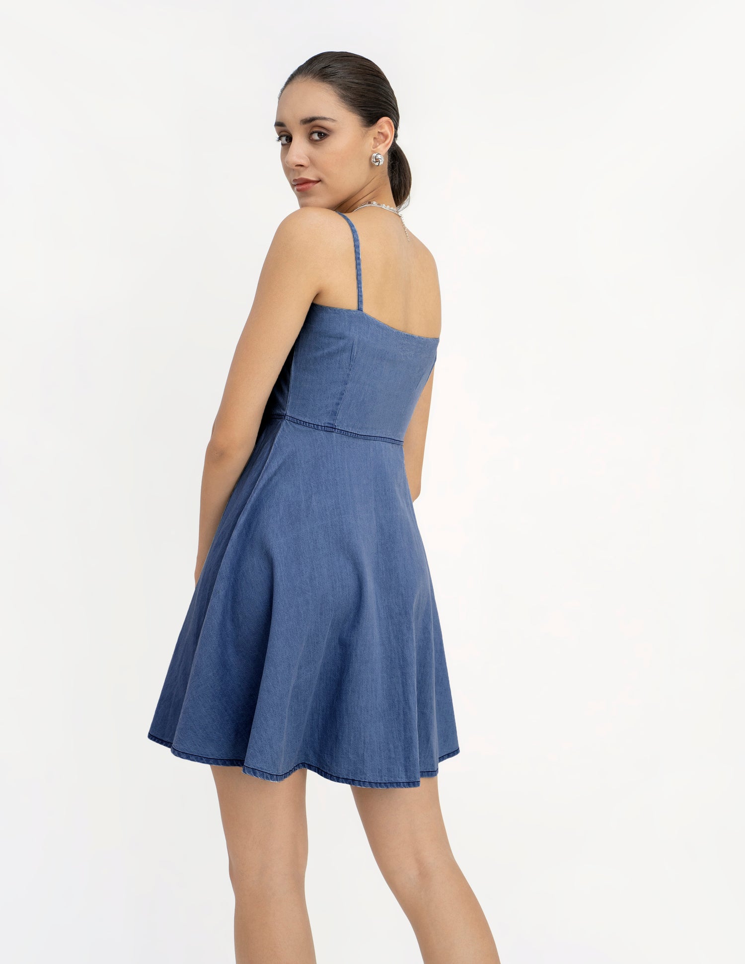 Blue Contrast Short Sleeve Denim Skater Dress - Sheinside.com | Джинсовые  платья, Одежда для скейтера, Удобная одежда